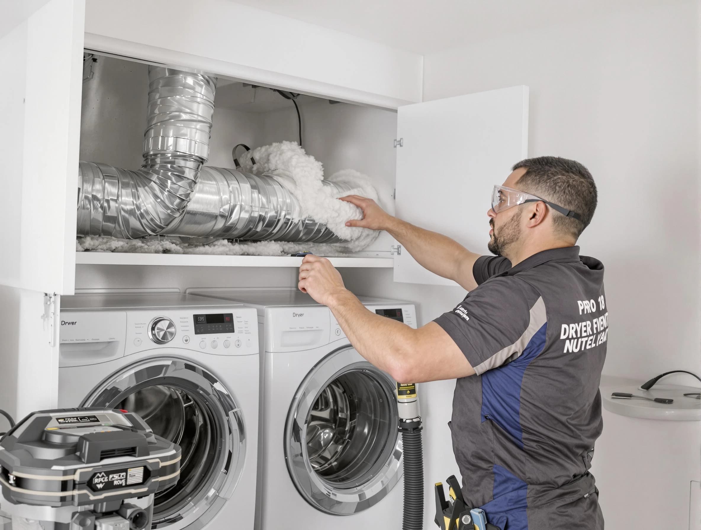 Arlington Dryer Vent Cleaning certified technician performing specialized gas dryer vent cleaning in Arlington