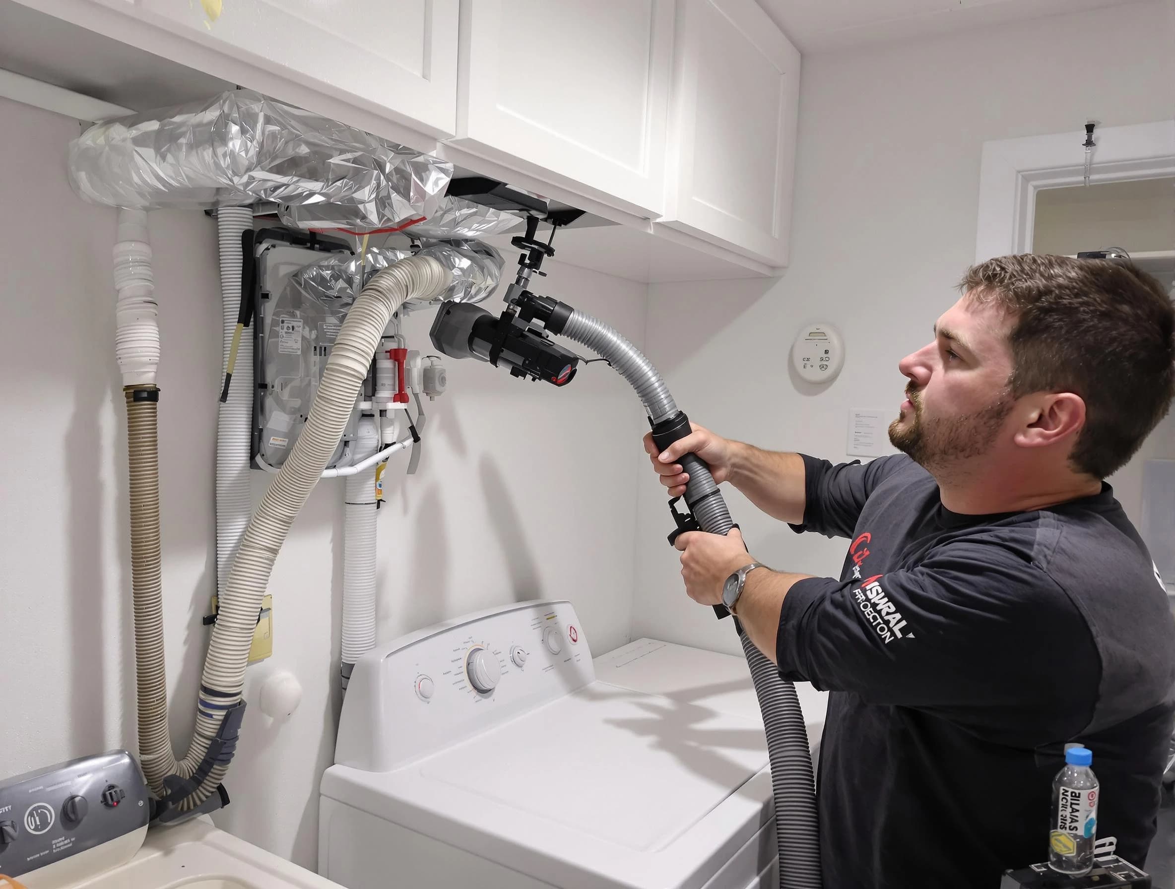 Arlington Dryer Vent Cleaning certified technician performing safety-focused gas dryer vent cleaning in Arlington