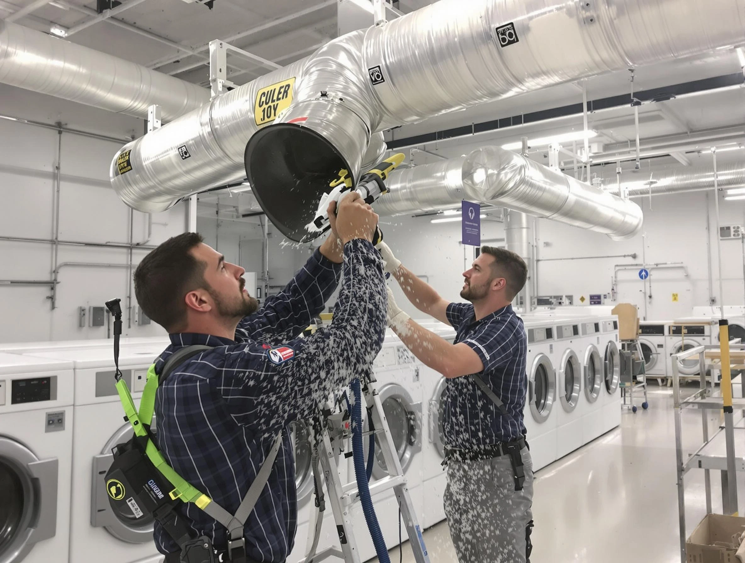 Arlington Dryer Vent Cleaning team performing large-scale commercial dryer vent cleaning in Arlington