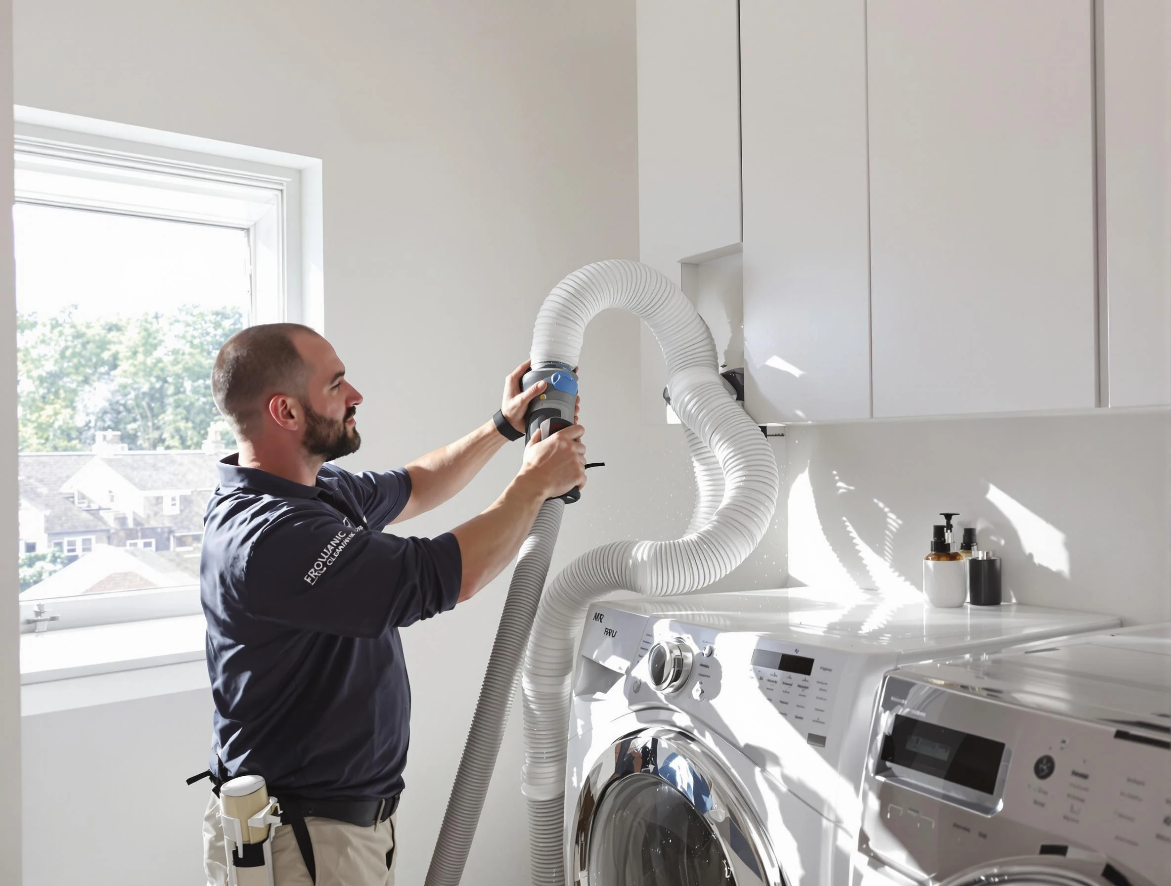 Certified Arlington Dryer Vent Cleaning technician performing dryer vent cleaning in Arlington