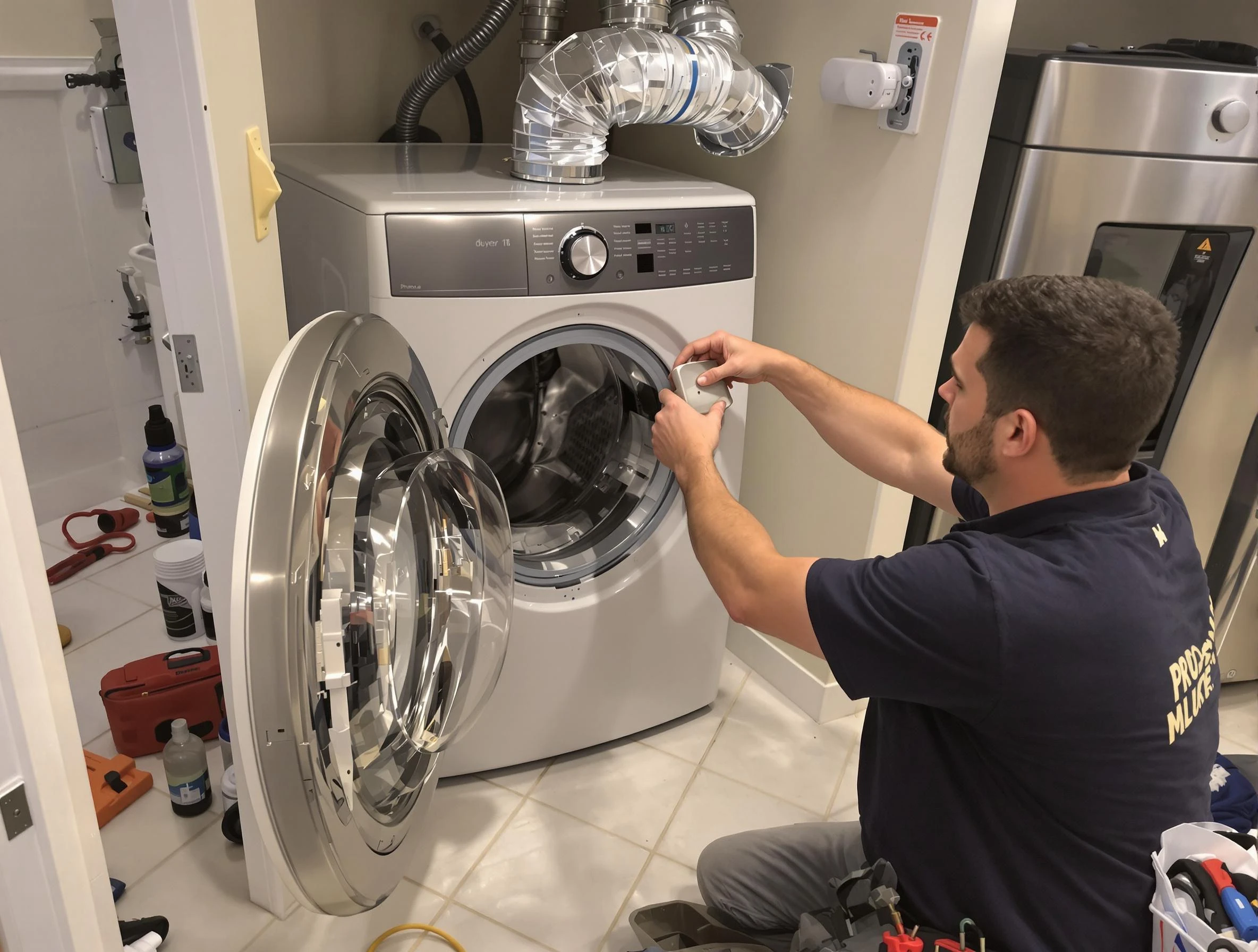 Arlington Dryer Vent Cleaning technician performing precise dryer vent hose installation in Arlington